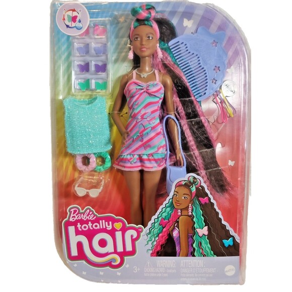 Barbie Totally Hair Doll, Butterfly-Themed with 8.5-inch Fantasy Hair, NEW - Picture 9 of 12